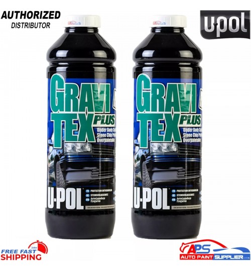 2x U-POL Gravitex Plus Stone Chip Coating 1L - White, Heavy Duty Protector